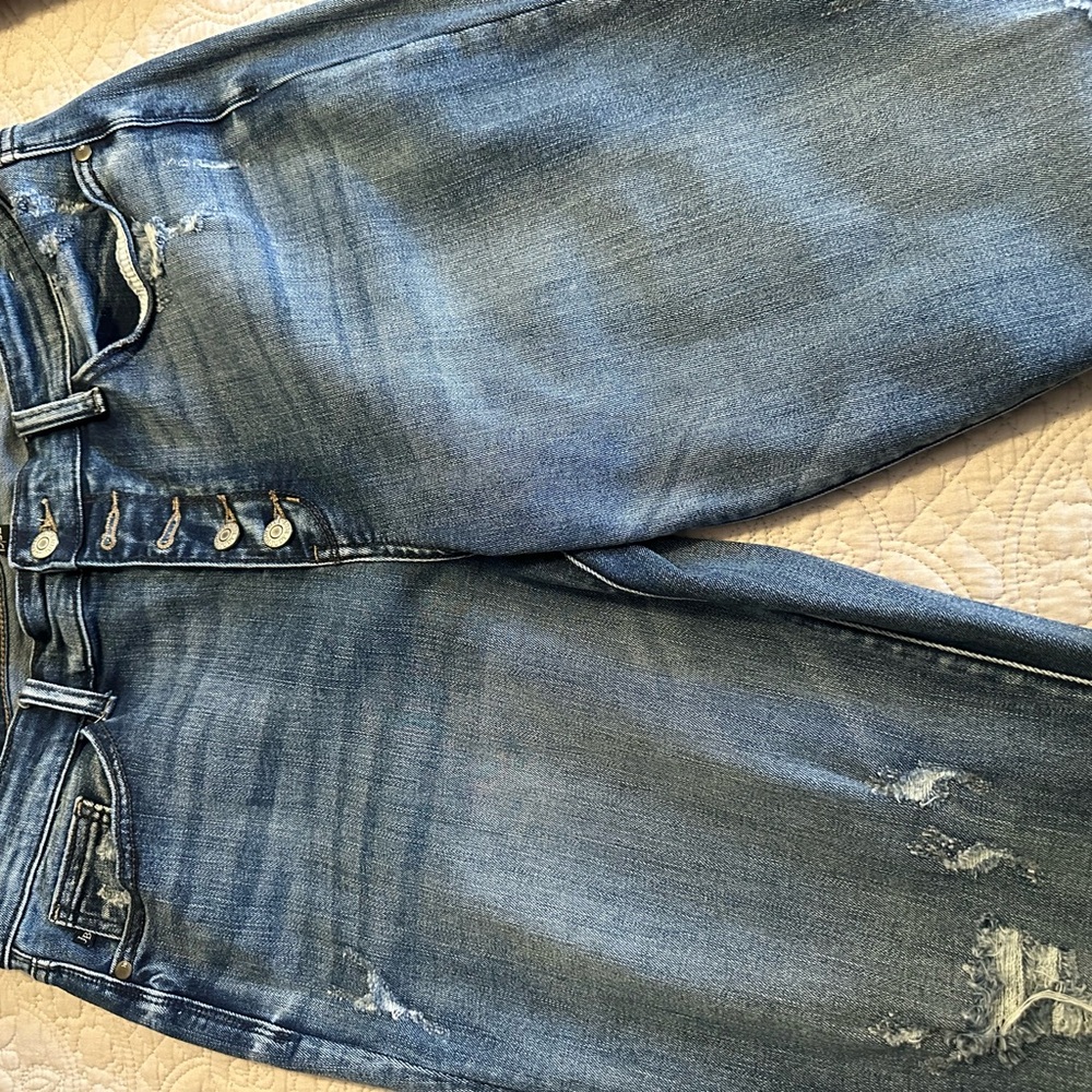 Judy Blue Button-Fly Distressed Blue Denim Jeans